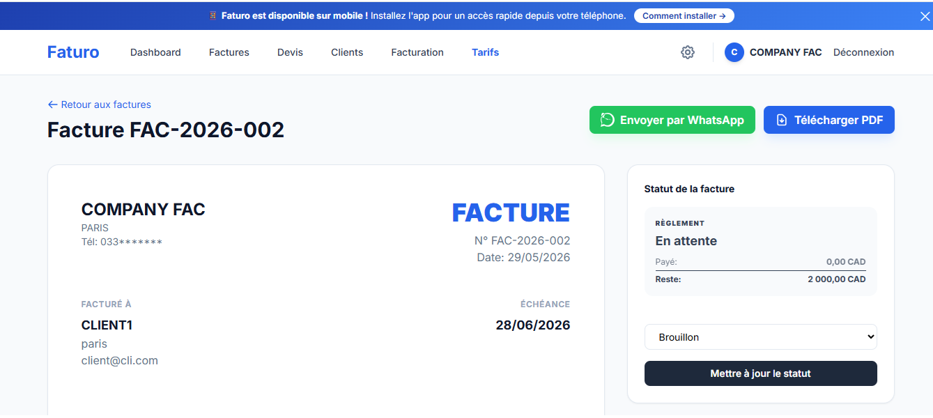 Facture Faturo